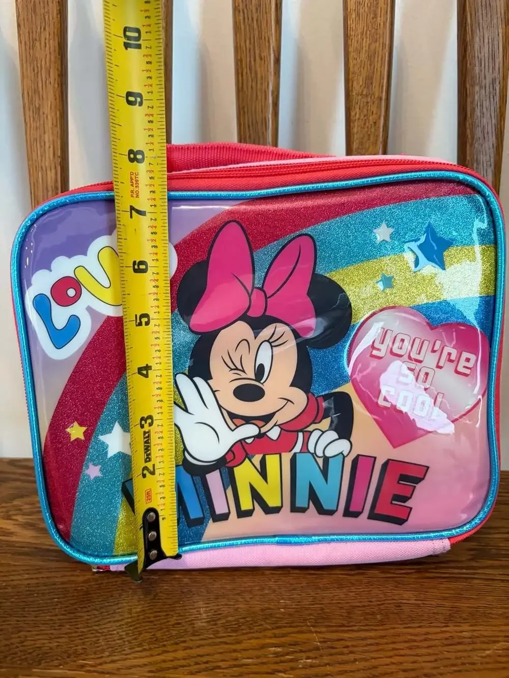 Disney Minnie Mouse Insulated School Lunch Box Bag Rainbow Glitter Pink